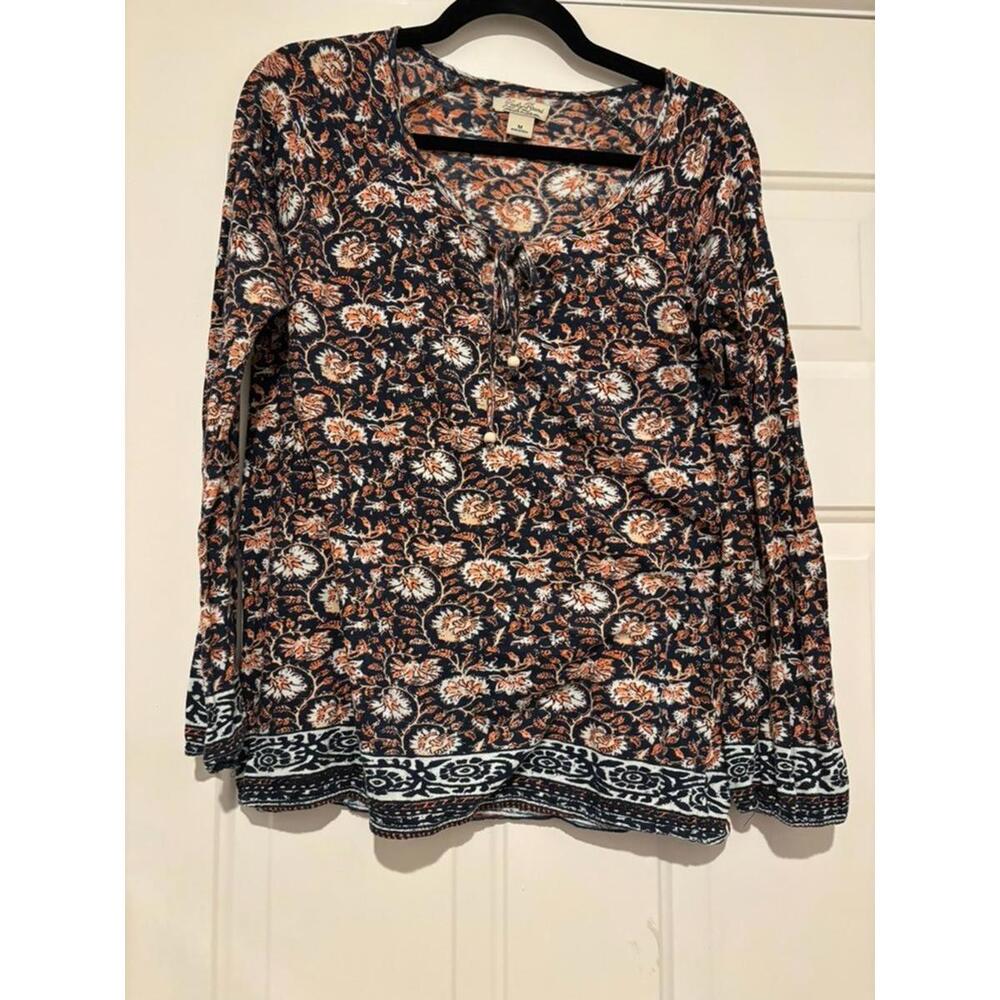 Women's black floral sz M Lucky Brand shirt #903